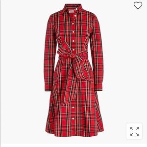 NWT J crew Factory Tartan Long Sleeve Tie-Waist Shirt Dress Size 8